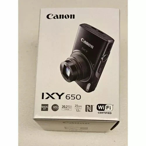 Canon PowerShot IXY 650 (ELPH 360 HS) Compact Digital Camera – 20.2 MP with 12x Optical Zoom – Black