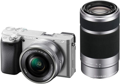 Sony Alpha a6400 APS-C Mirrorless Camera Double Zoom Lens Kit – 24.2 MP with Real-Time Eye AF – Silver