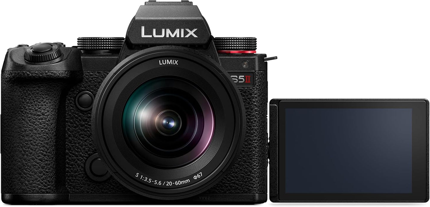 Panasonic LUMIX S5II 24.2MP Full-Frame Mirrorless Camera with 20-60mm F3.5-5.6 L Mount Lens - Black (DC-S5M2KK9)