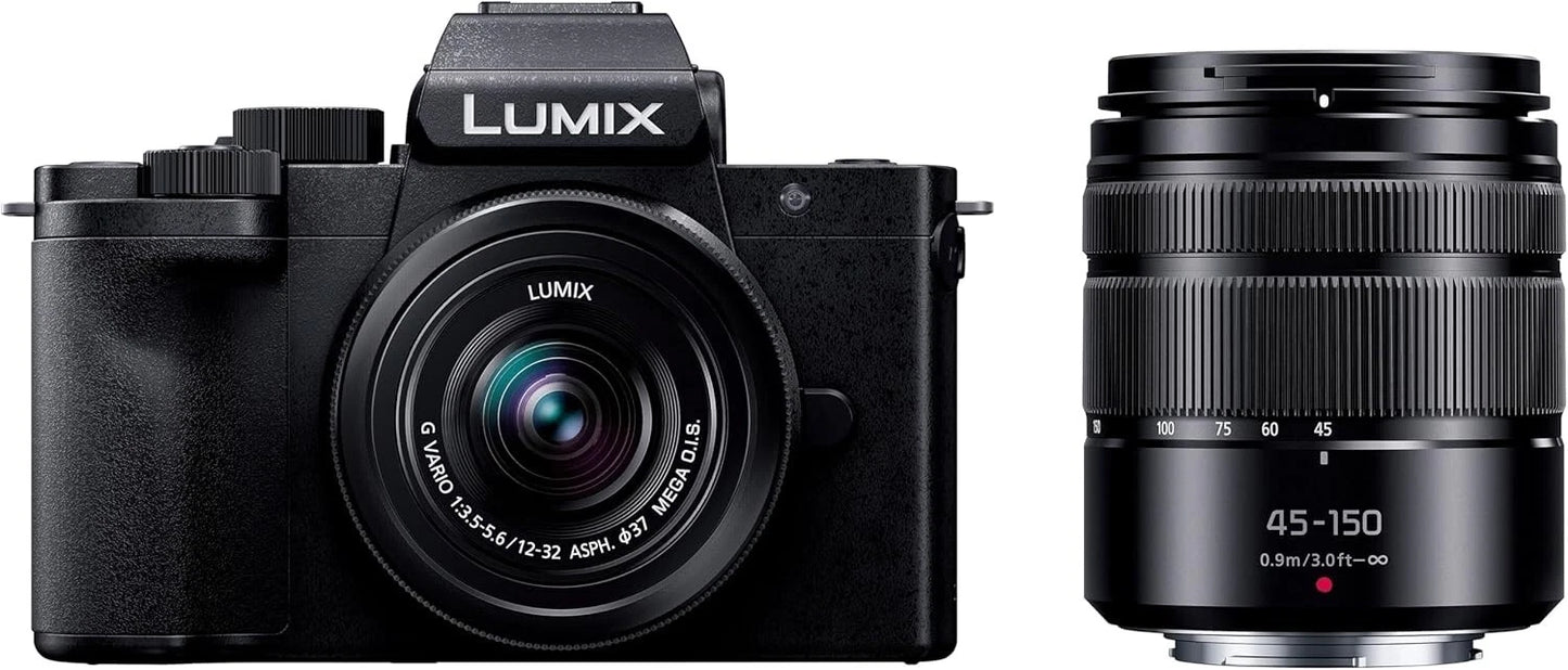 Panasonic LUMIX G100D Mirrorless Camera Double Zoom Lens Kit – Micro Four Thirds Vlogging Camera – Black (DC-G100DW-K)