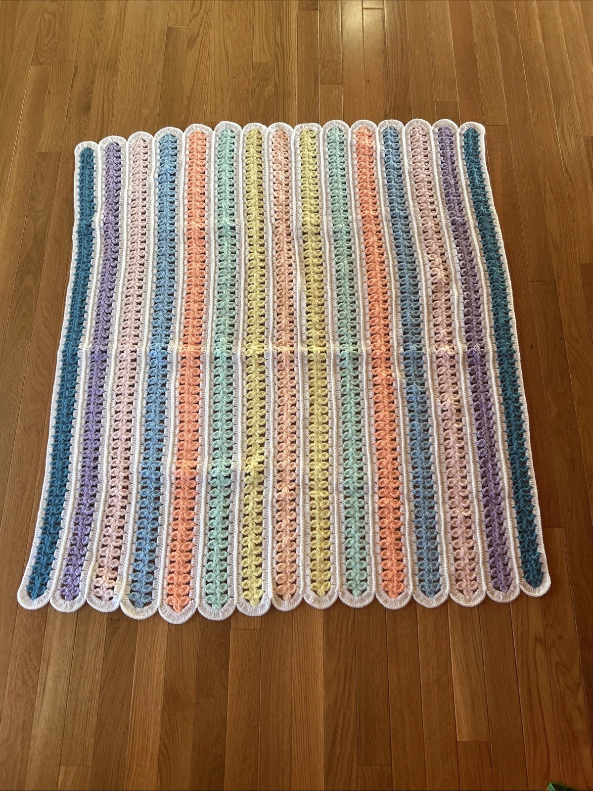 Handmade Crochet Rainbow Baby Blanket – Afghan, Car Seat Cover and Baby Shower Gift