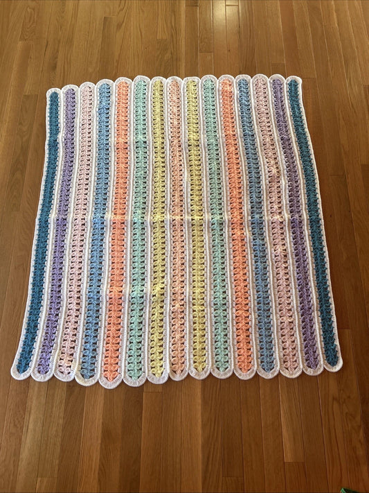Handmade Crochet Rainbow Baby Blanket – Afghan, Car Seat Cover and Baby Shower Gift
