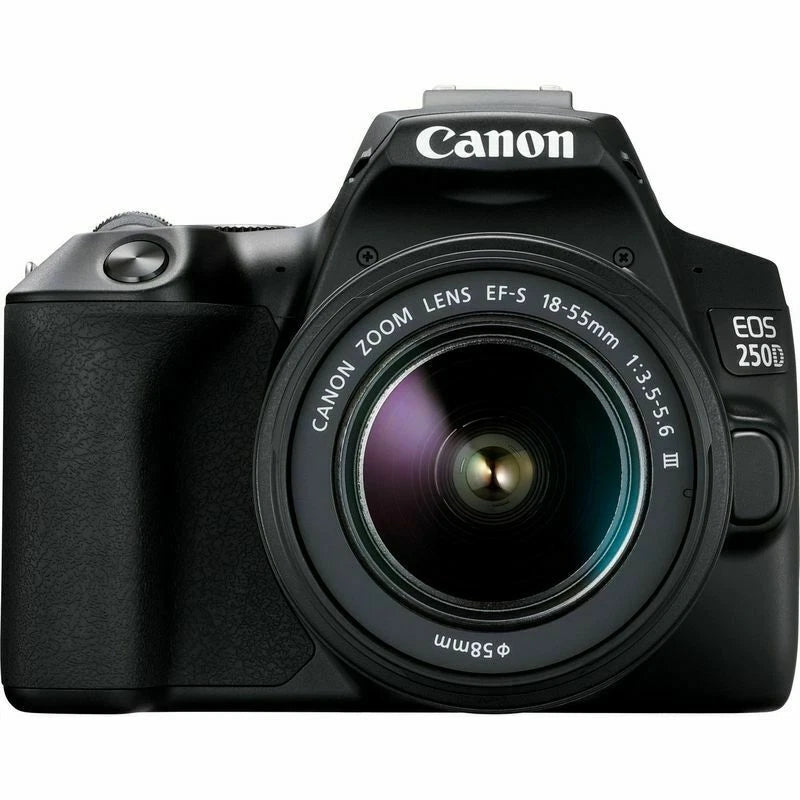 Canon EOS 250D DSLR Camera with 18-55mm f/3.5-5.6 DC III Lens (24.1MP APS-C, EF/EF-S Mount, 4K Video, Dual Pixel AF, Wi-Fi, Black)