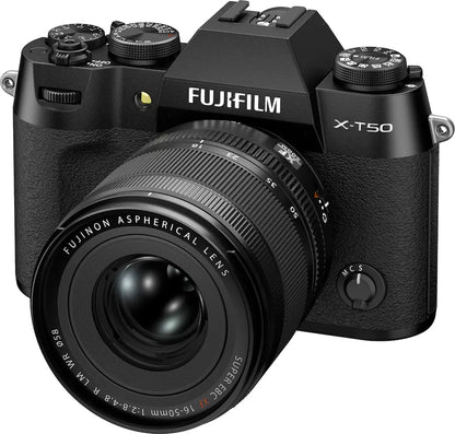 Fujifilm X-T50 Mirrorless Camera with XF 16-50mm F2.8-4.8 R LM WR Lens – 40.2 MP & 6.2K Video – Black