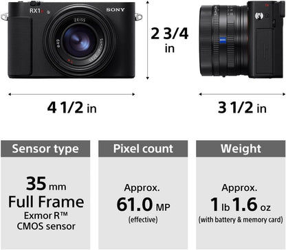 Sony RX1R III Full-Frame Premium Compact Camera - 61MP CMOS Sensor