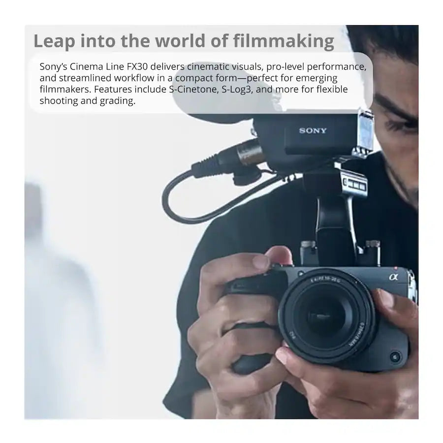 Sony Cinema Line FX30 Super 35 Camera (Body) – Bundle with Hard Case & 128GB CFexpress Card