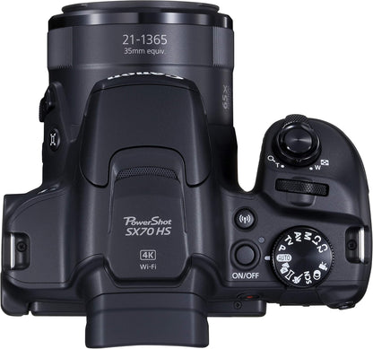 Canon PowerShot SX70 HS 20.3MP Bridge Camera with 65x Optical Zoom - Black