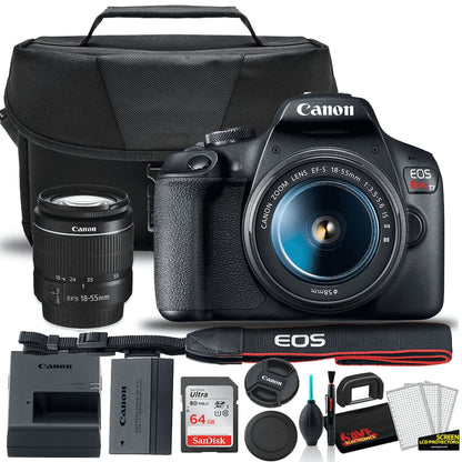 Canon EOS Rebel T7 DSLR Camera Starter Bundle – 18-55mm Lens + EOS Bag + 64GB SD Card – Black