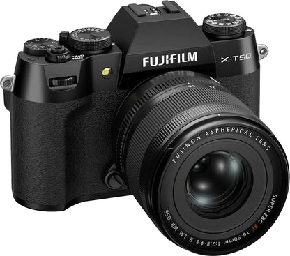 Fujifilm X-T50 Mirrorless Camera with XF 16-50mm F2.8-4.8 R LM WR Lens – 40.2 MP & 6.2K Video – Black