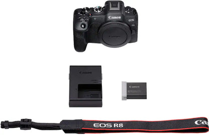 Canon EOS R8 Mirrorless Camera Body Only (24.2MP Full-Frame, RF Mount, 4K Video, Dual Pixel AF II, Wi-Fi, Black)