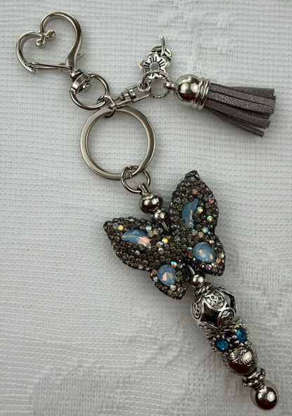 Handmade Beaded Butterfly Bag Charm – Bling Keychain Accessory
