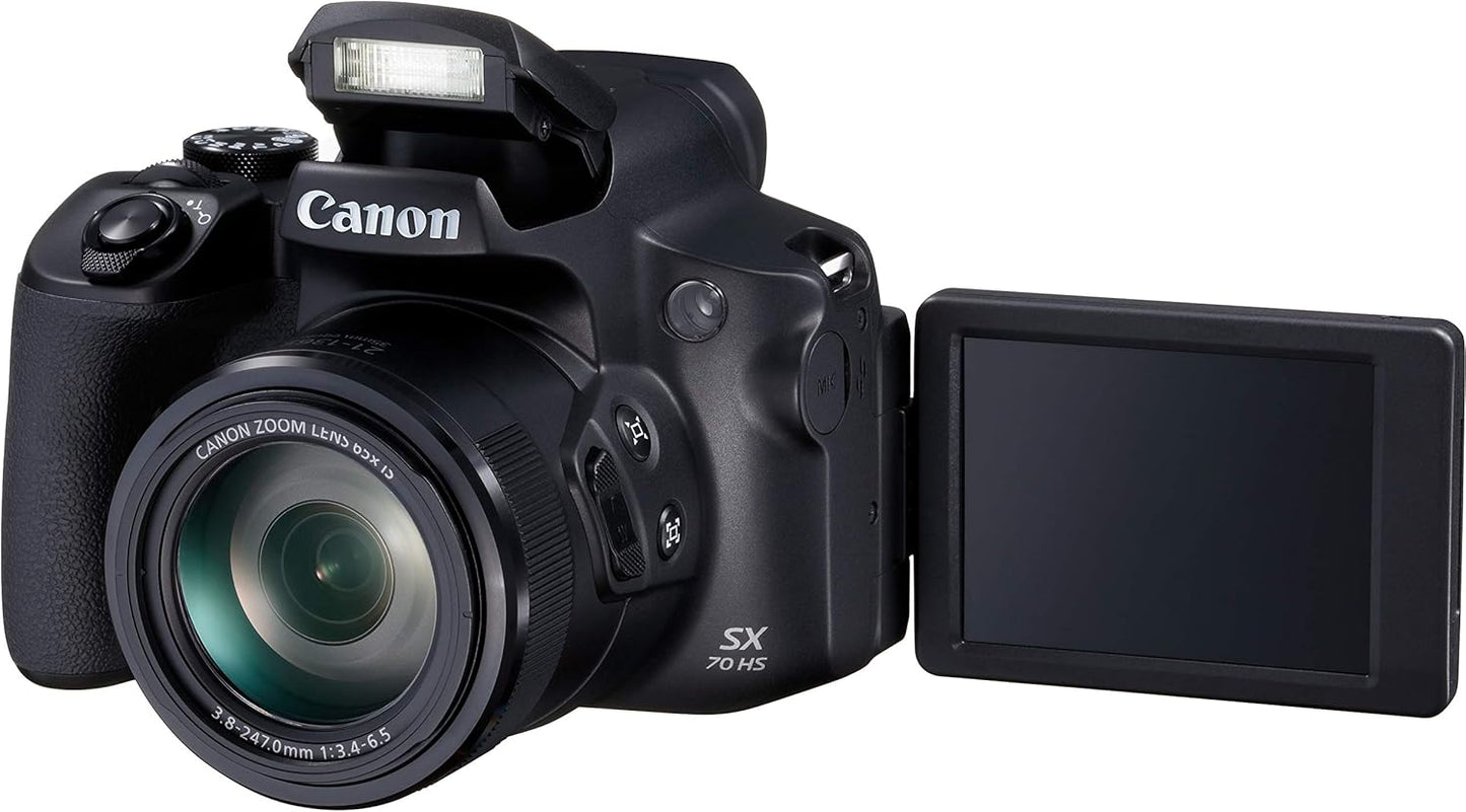 Canon PowerShot SX70 HS 20.3MP Bridge Camera with 65x Optical Zoom - Black